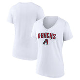 Arizona Diamondbacks Women's Team Lockup V-Neck T-Shirt - White - MLB on Sale