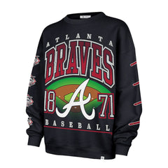 Atlanta Braves '47 Women's Trendy Team Go Big Oversized Sweatshirt - Navy - 47 brand on Sale