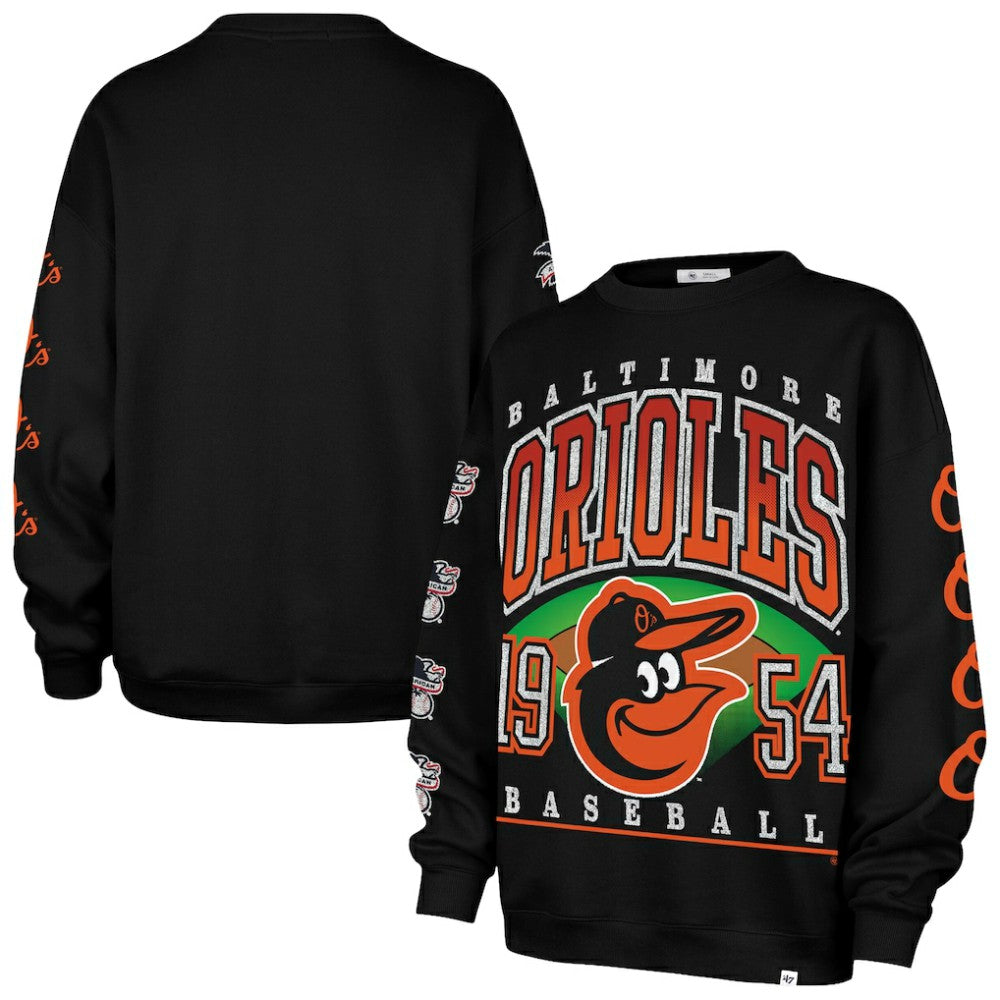 Baltimore Orioles '47 Women's Trendy Team Go Big Oversized Sweatshirt - Black - 47 brand Discount