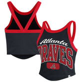 Atlanta Braves '47 Women's Trendy Team Rally Sporty Cropped Racerback Tank Top - Black - 47 brand Discount