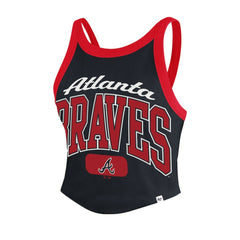 Atlanta Braves '47 Women's Trendy Team Rally Sporty Cropped Racerback Tank Top - Black - 47 brand Discount