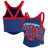 Chicago Cubs '47 Women's Trendy Team Rally Sporty Cropped Racerback Tank Top - Royal - 47 brand Lifestyle
