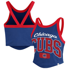 Chicago Cubs '47 Women's Trendy Team Rally Sporty Cropped Racerback Tank Top - Royal - 47 brand Lifestyle