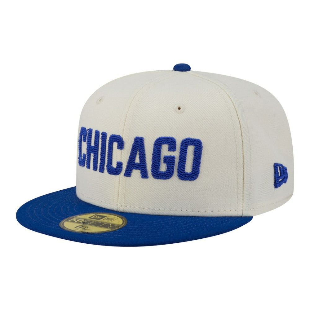 Chicago Cubs New Era Two-Tone Stitch 59FIFTY Fitted Hat - Cream - New Era Online
