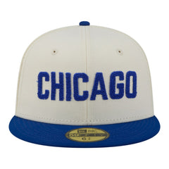 Chicago Cubs New Era Two-Tone Stitch 59FIFTY Fitted Hat - Cream - New Era Online