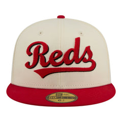 Cincinnati Reds New Era Two-Tone Stitch 59FIFTY Fitted Hat - Cream - New Era Online