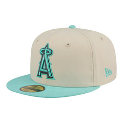 Los Angeles Angels New Era Two-Tone Color Pack 59FIFTY Fitted Hat - Light Beige/Turquoise - New Era Discount