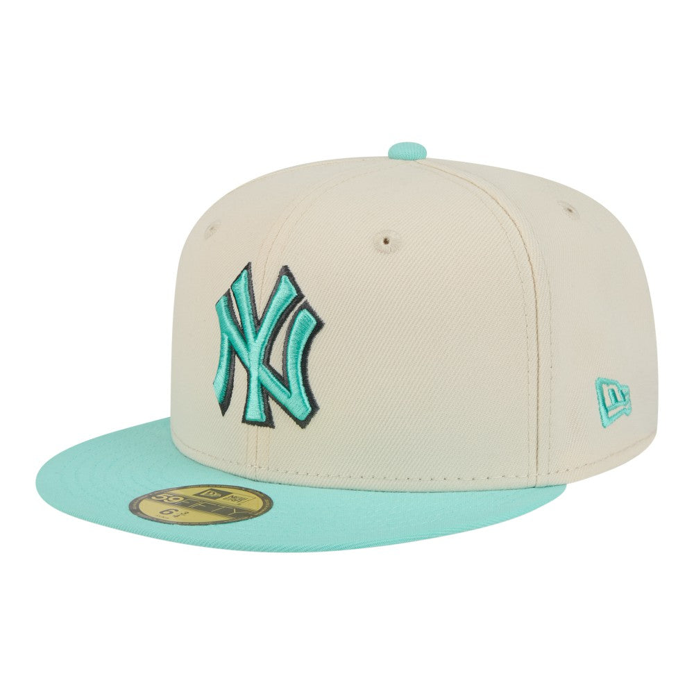 New York Yankees New Era Two-Tone Color Pack 59FIFTY Fitted Hat - Light Beige/Turquoise - New Era Online