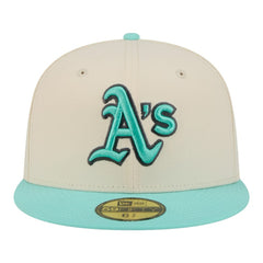 Athletics New Era Two-Tone Color Pack 59FIFTY Fitted Hat - Light Beige/Turquoise - New Era Online