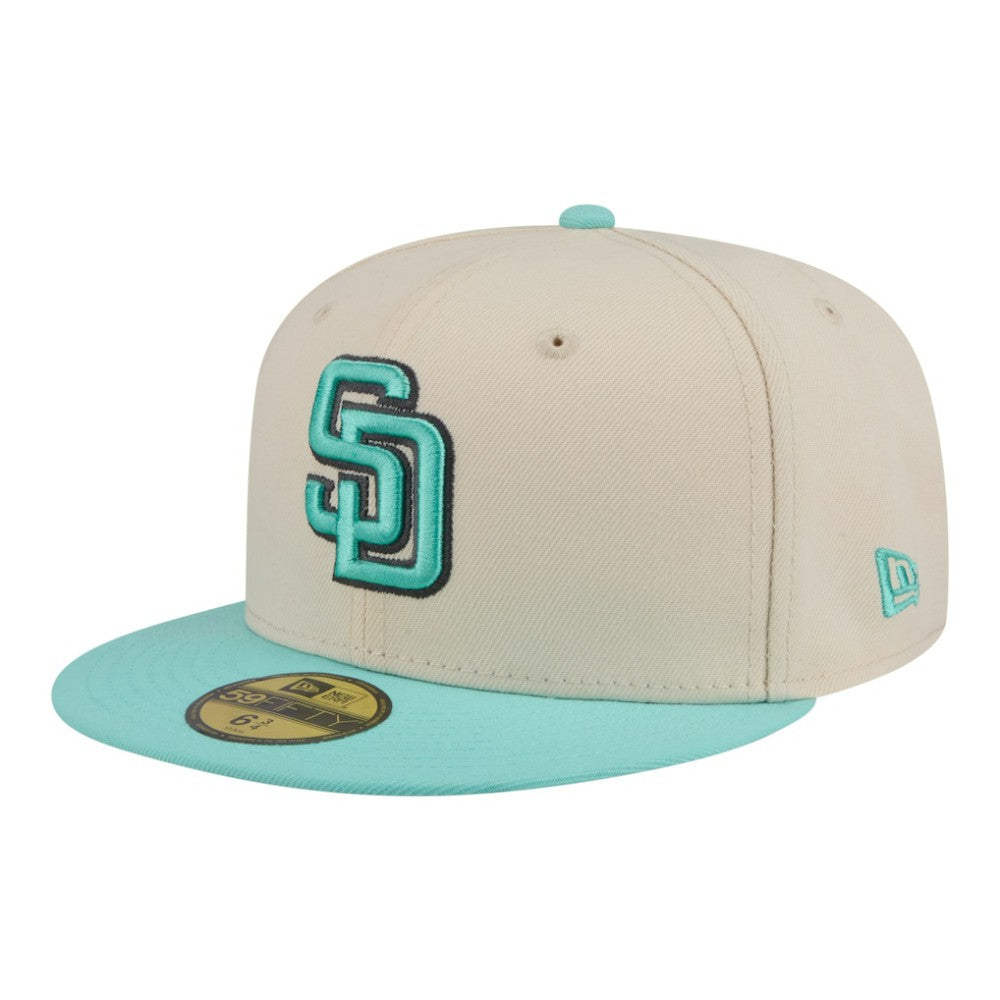 San Diego Padres New Era Two-Tone Color Pack 59FIFTY Fitted Hat - Light Beige/Turquoise - New Era Discount