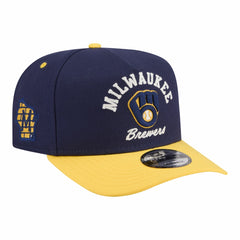 Milwaukee Brewers New Era Arched A-Frame 9FIFTY Adjustable Hat - Navy/Gold - New Era Online