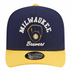 Milwaukee Brewers New Era Arched A-Frame 9FIFTY Adjustable Hat - Navy/Gold - New Era Online