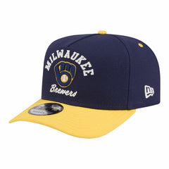 Milwaukee Brewers New Era Arched A-Frame 9FIFTY Adjustable Hat - Navy/Gold - New Era Online