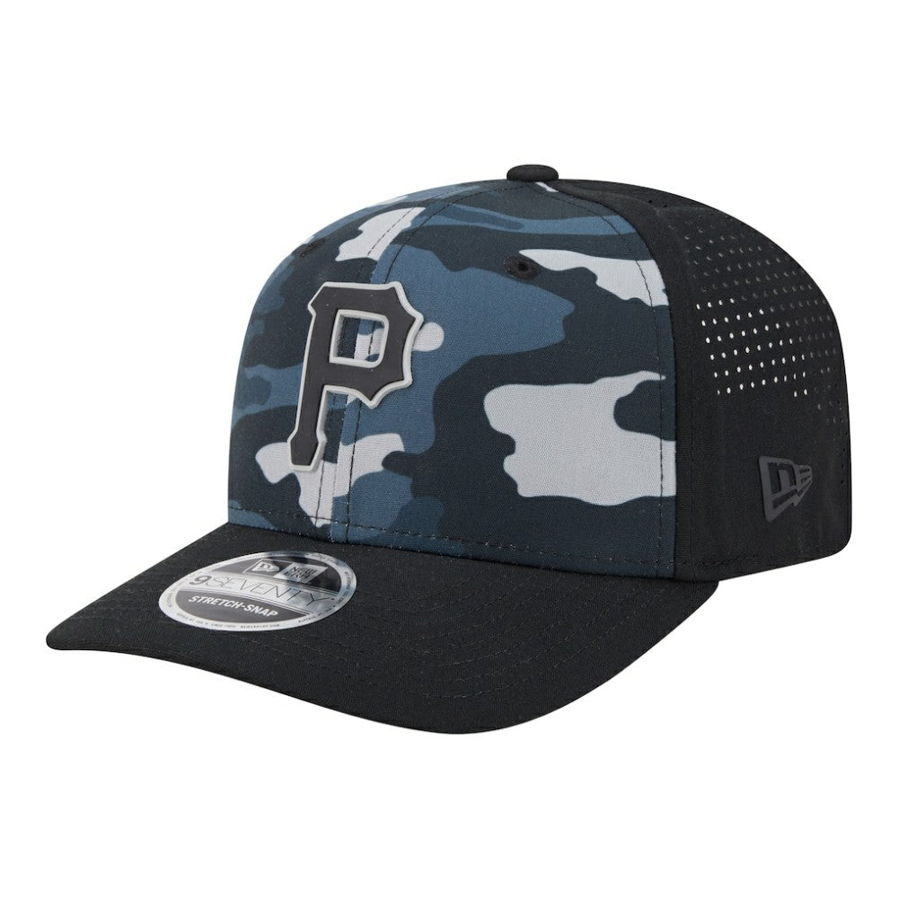 Pittsburgh Pirates New Era Tonal Camo 9SEVENTY Stretch-Snap Hat - Black - New Era Lifestyle
