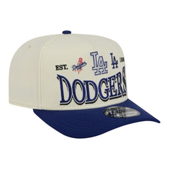 Los Angeles Dodgers New Era Throwback Tri-Hit A-Frame 9FIFTY Adjustable Hat - Cream - New Era Discount