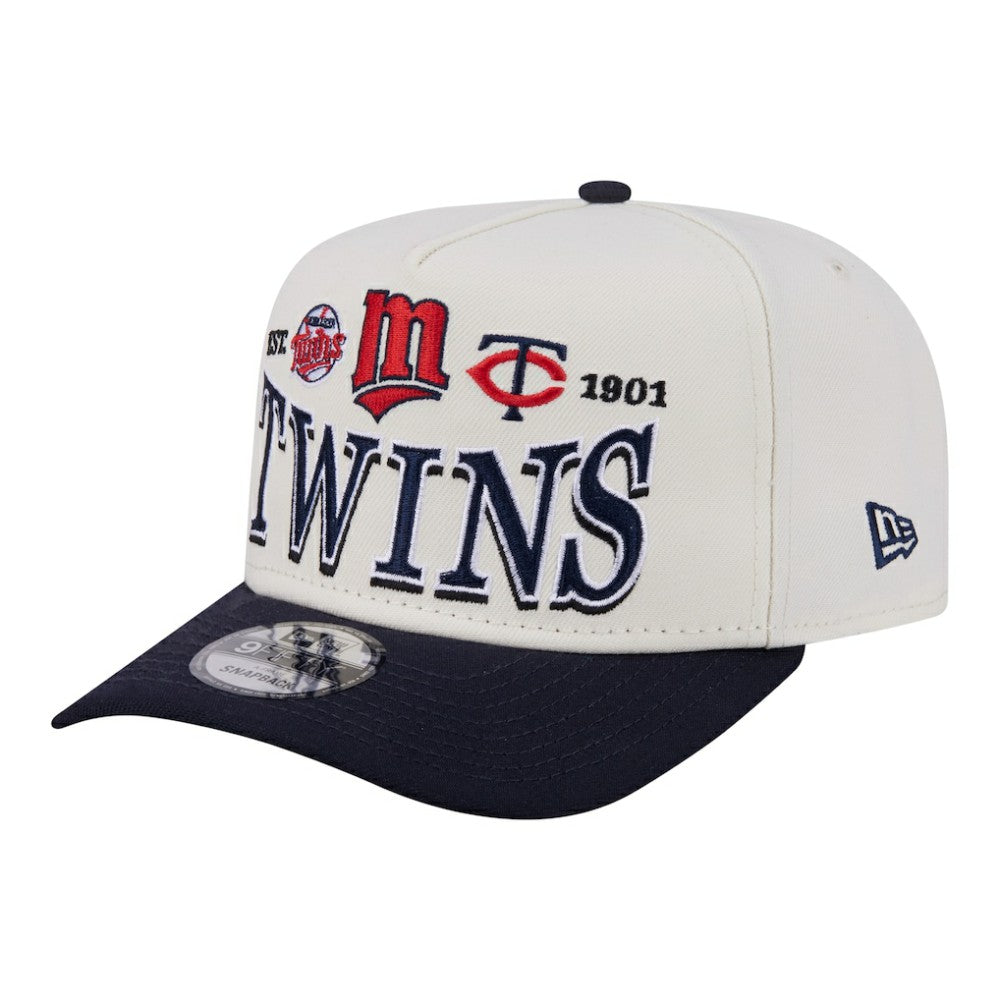 Minnesota Twins New Era Throwback Tri-Hit A-Frame 9FIFTY Adjustable Hat - Cream - New Era Discount