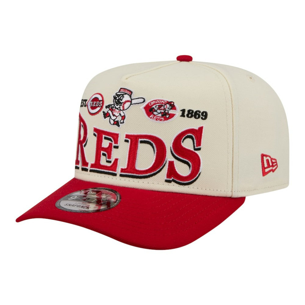 Cincinnati Reds New Era Throwback Tri-Hit A-Frame 9FIFTY Adjustable Hat - Cream - New Era Sale