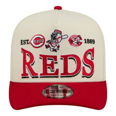 Cincinnati Reds New Era Throwback Tri-Hit A-Frame 9FIFTY Adjustable Hat - Cream - New Era Sale