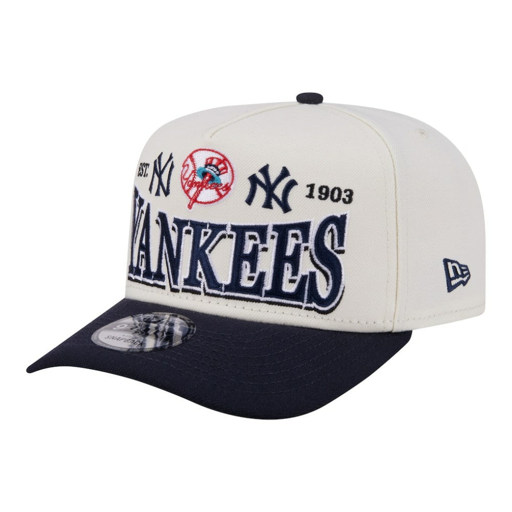 New York Yankees New Era Throwback Tri-Hit A-Frame 9FIFTY Adjustable Hat - Cream - New Era Discount