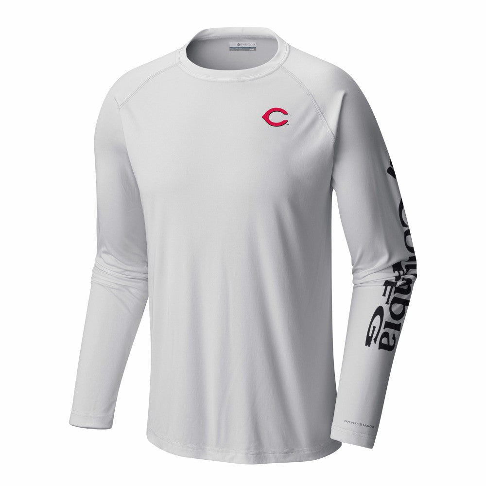 Cincinnati Reds Columbia Terminal Tackle Long Sleeve Shirt - White - Columbia on Sale