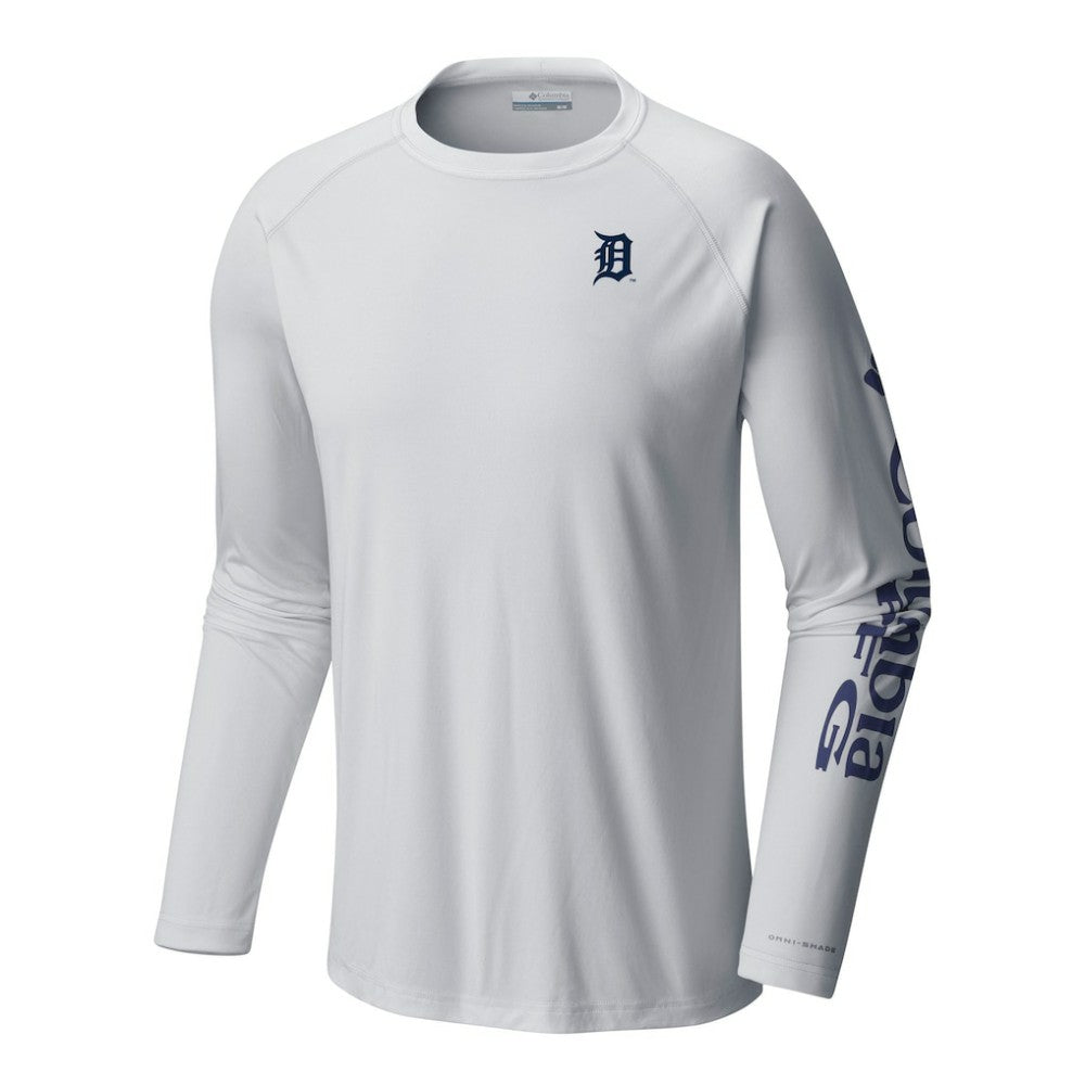 Detroit Tigers Columbia Terminal Tackle Long Sleeve Shirt - White - Columbia Lifestyle