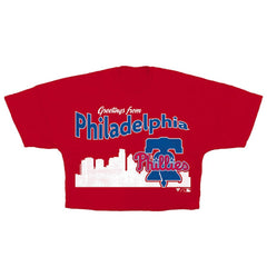 Philadelphia Phillies Fanatics Women's Skyline Crop T-Shirt - Red - Fanatics Online