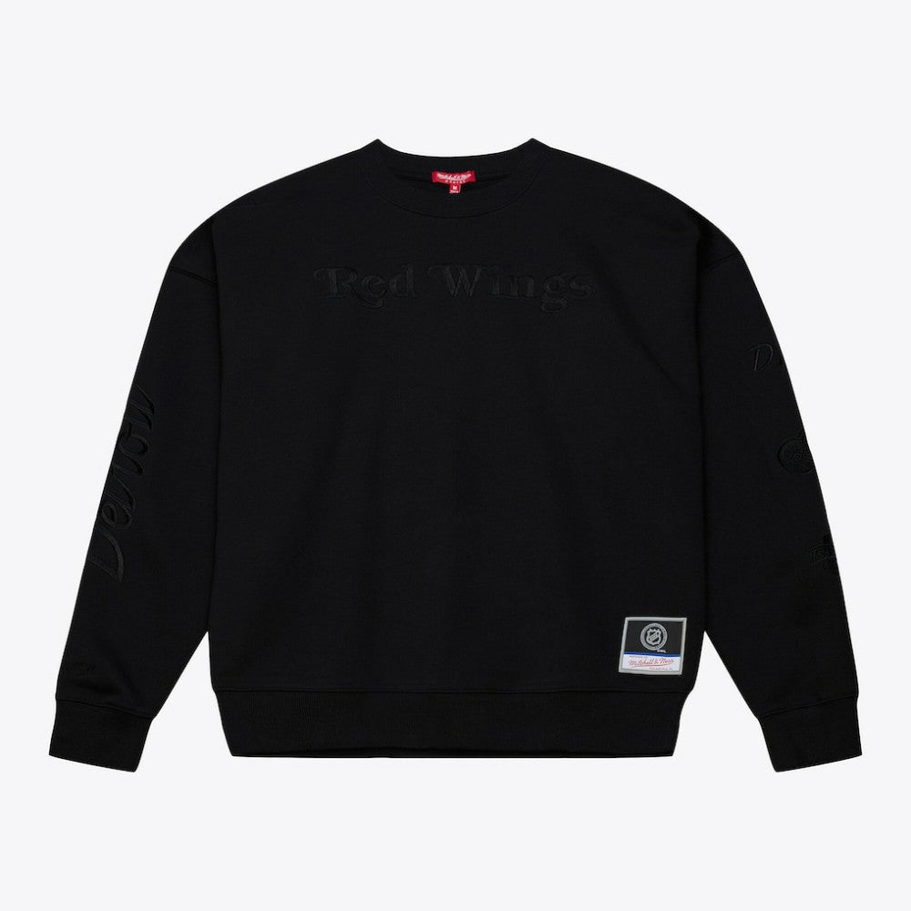 Detroit Red Wings Mitchell & Ness Unisex Phantom Fleece Crew Neck Sweatshirt - Black - NHL 203279118