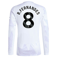 Bruno Fernandes Manchester United 2025/26 Away Replica Long Sleeve Player Jersey White - Adidas