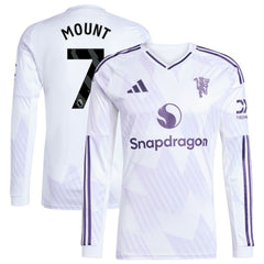 Mason Mount Manchester United 2025/26 Away Replica Long Sleeve Player Jersey White - Adidas