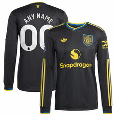 Manchester United 2025/26 Third Long Sleeve Custom Jersey Black - Adidas sale