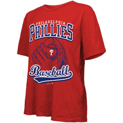 Philadelphia Phillies Majestic Threads Women's Oversized First Base T-Shirt - Red - MLB Lifestyle