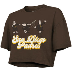 San Diego Padres Majestic Threads Women's Boxy Crop T-Shirt - Brown - MLB Lifestyle