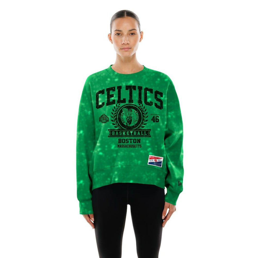 Boston Celtics Women's Throwback Collection Mineral Wash Crewneck Sweatshirt Kelly Green | New Era Near Me