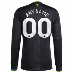 Manchester United 2025/26 Third Replica Long Sleeve Custom Jersey Black - Adidas Discount