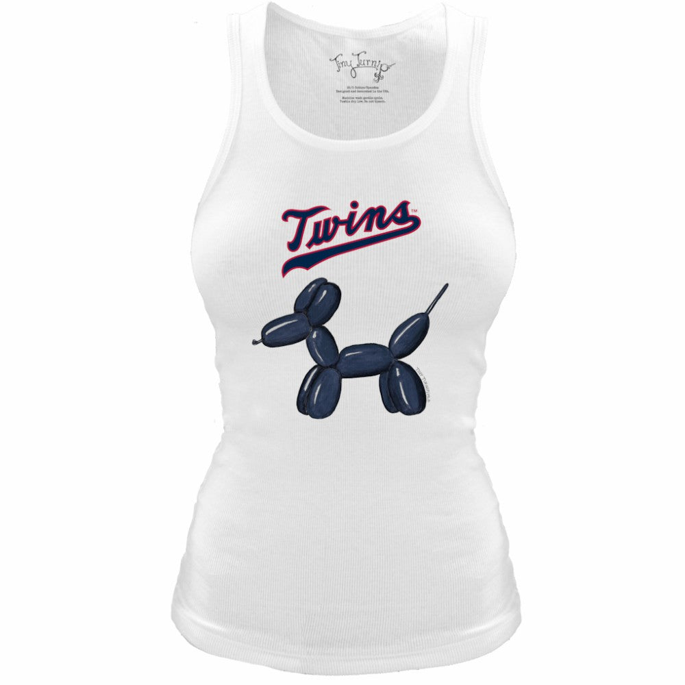 Minnesota Twins Tiny Turnip Women's Fitted Balloon Dog Tri-Blend Tank Top - White - MLB Sale