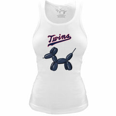 Minnesota Twins Tiny Turnip Women's Fitted Balloon Dog Tri-Blend Tank Top - White - MLB Sale