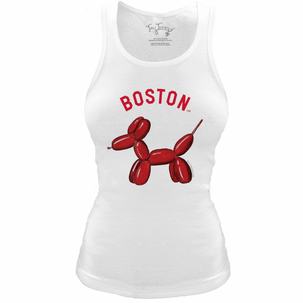 Boston Red Sox Tiny Turnip Women's Fitted Balloon Dog Tri-Blend Tank Top - White - MLB on Sale