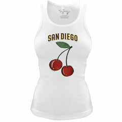 San Diego Padres Tiny Turnip Women's Fitted Cherries Tri-Blend Tank Top - White - MLB Discount