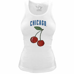 Chicago Cubs Tiny Turnip Women's Fitted Cherries Tri-Blend Tank Top - White - MLB Lifestyle