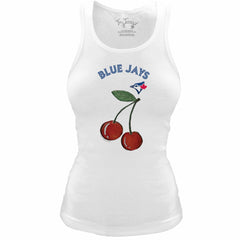 Toronto Blue Jays Tiny Turnip Women's Fitted Cherries Tri-Blend Tank Top - White - MLB on Sale