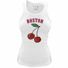 Boston Red Sox Tiny Turnip Women's Fitted Cherries Tri-Blend Tank Top - White - MLB Lifestyle