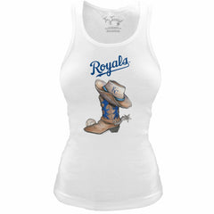 Kansas City Royals Tiny Turnip Women's Fitted Vintage Cowboy Boot Tri-Blend Tank Top - White - MLB Lifestyle