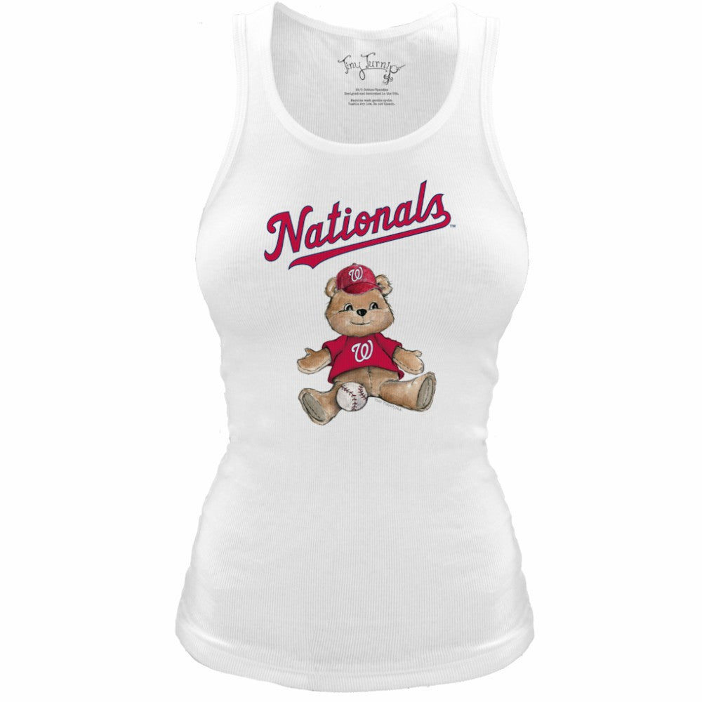 Washington Nationals Tiny Turnip Women's Fitted Teddy Bear Tri-Blend Tank Top - White - MLB on Sale