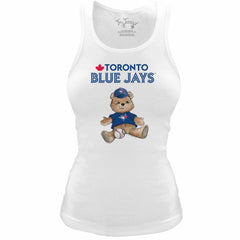 Toronto Blue Jays Tiny Turnip Women's Fitted Teddy Bear Tri-Blend Tank Top - White - MLB Lifestyle