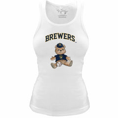 Milwaukee Brewers Tiny Turnip Women's Fitted Teddy Bear Tri-Blend Tank Top - White - MLB Sale