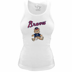 Atlanta Braves Tiny Turnip Women's Fitted Teddy Bear Tri-Blend Tank Top - White - MLB on Sale