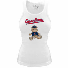 Cleveland Guardians Tiny Turnip Women's Fitted Teddy Bear Tri-Blend Tank Top - White - MLB Lifestyle
