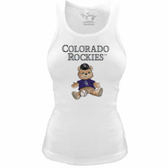 Colorado Rockies Tiny Turnip Women's Fitted Teddy Bear Tri-Blend Tank Top - White - MLB on Sale