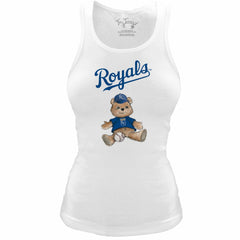 Kansas City Royals Tiny Turnip Women's Fitted Teddy Bear Tri-Blend Tank Top - White - MLB Sale