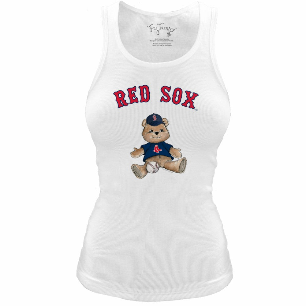 Boston Red Sox Tiny Turnip Women's Fitted Teddy Bear Tri-Blend Tank Top - White - MLB Lifestyle